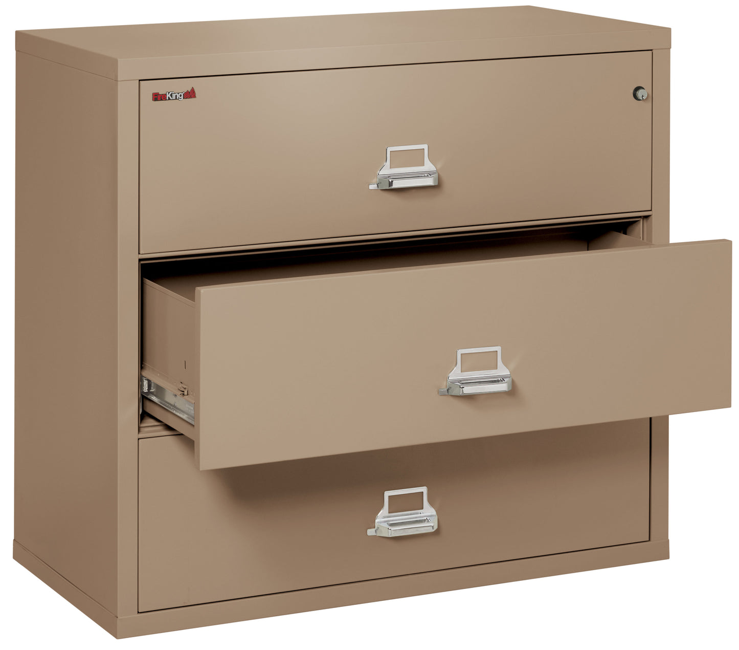 FireKing Fire Resistant File Cabinet - 3 Drawer Lateral 44" Wide - Taupe