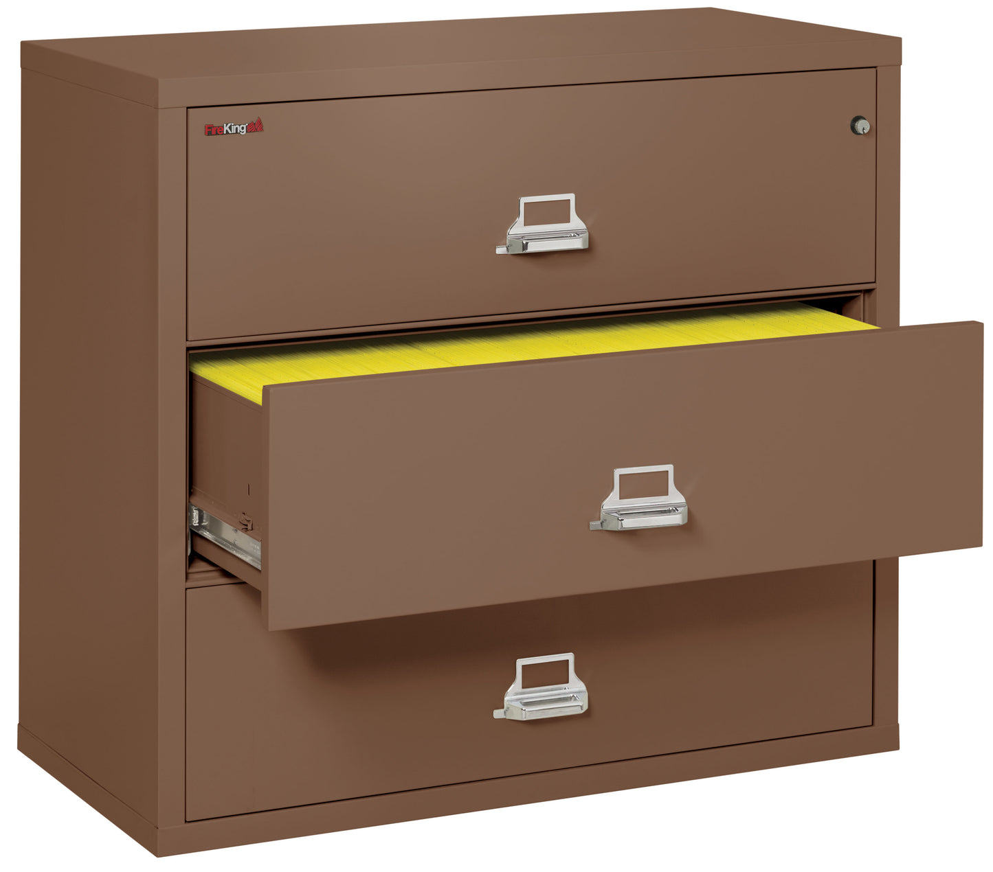 FireKing Fire Resistant File Cabinet - 3 Drawer Lateral 44" Wide - Tan