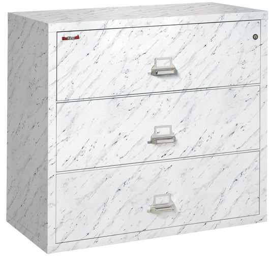 FireKing Fire Resistant File Cabinet - 3 Drawer Lateral 44" Wide - Calcutta Marble