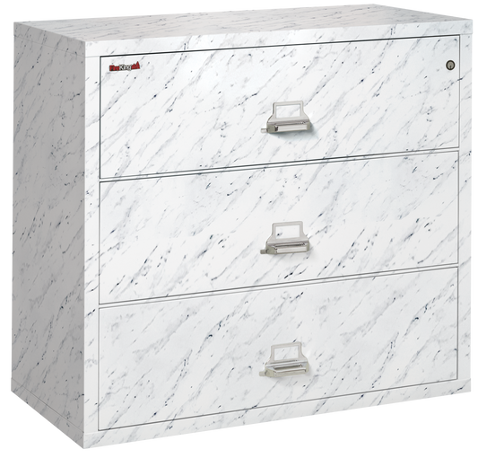 FireKing Fire Resistant File Cabinet - 3 Drawer Lateral 44" Wide - Calcutta Marble