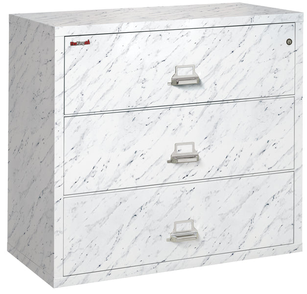 FireKing Fire Resistant File Cabinet - 3 Drawer Lateral 44 Wide - Calcutta Marble