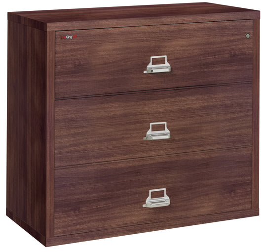 FireKing Fire Resistant File Cabinet - 3 Drawer Lateral 44" Wide - Light Walnut