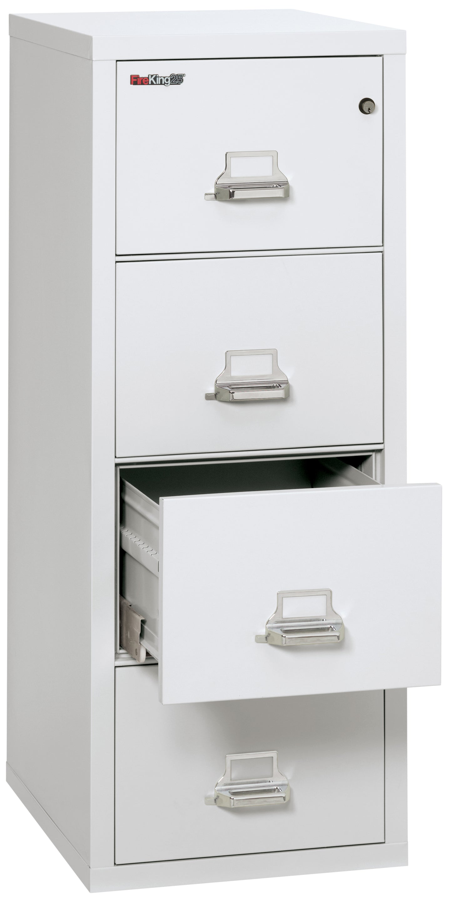 FireKing 1 Hour Fire Resistant File Cabinet - 4 Drawer Letter 25" Depth - Arctic White