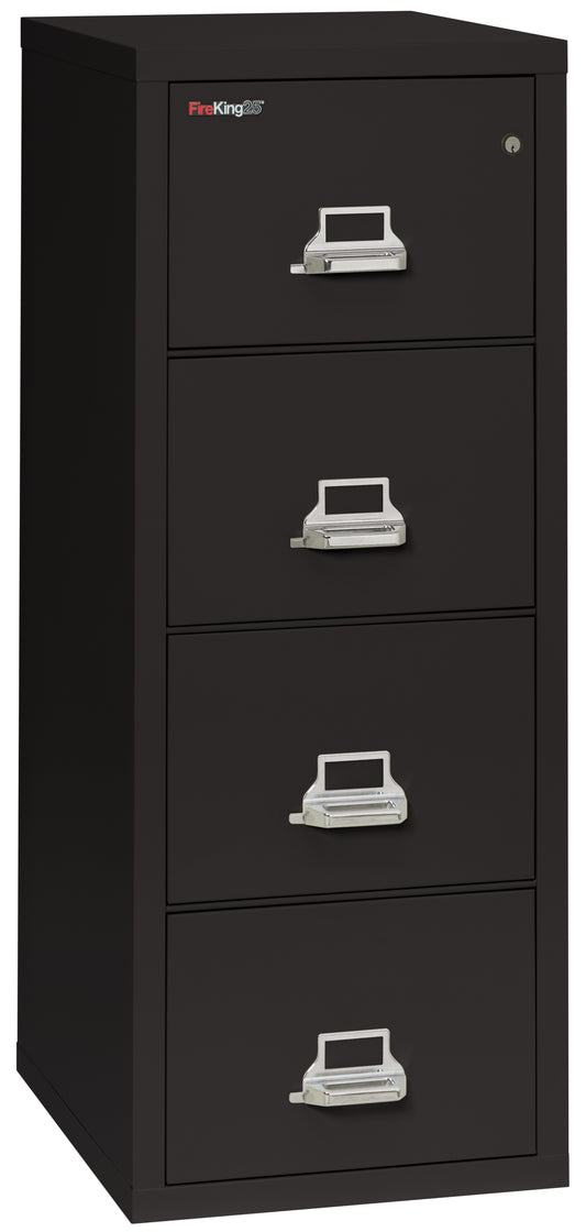 FireKing 1 Hour Fire Resistant File Cabinet - 4 Drawer Letter 25" Depth - Black