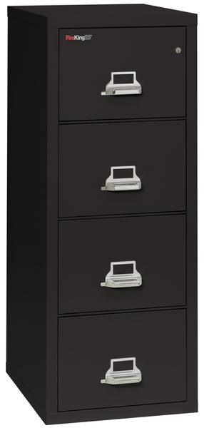 FireKing 1 Hour Fire Resistant File Cabinet - 4 Drawer Letter 25 Depth - Black