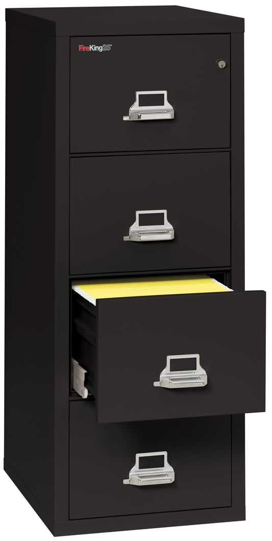 FireKing 1 Hour Fire Resistant File Cabinet - 4 Drawer Letter 25" Depth - Black