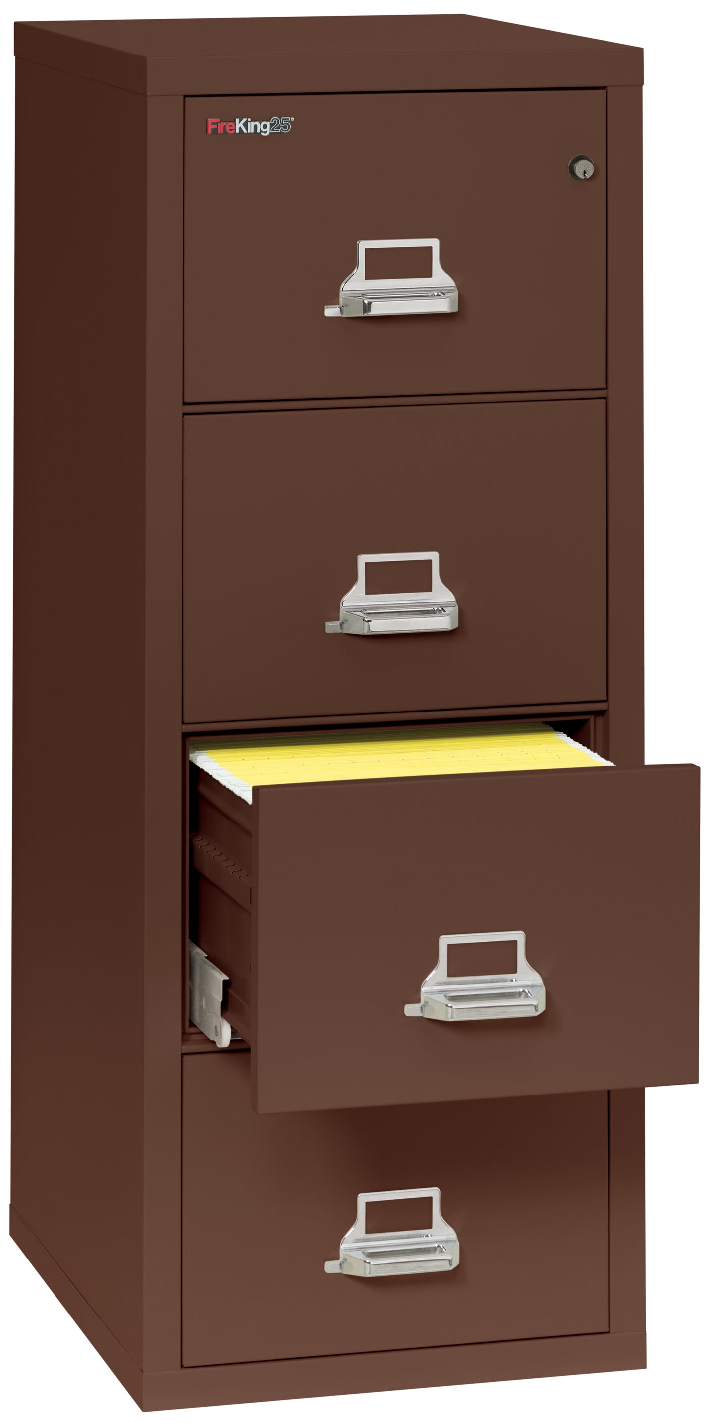 FireKing 1 Hour Fire Resistant File Cabinet - 4 Drawer Letter 25" Depth - Brown