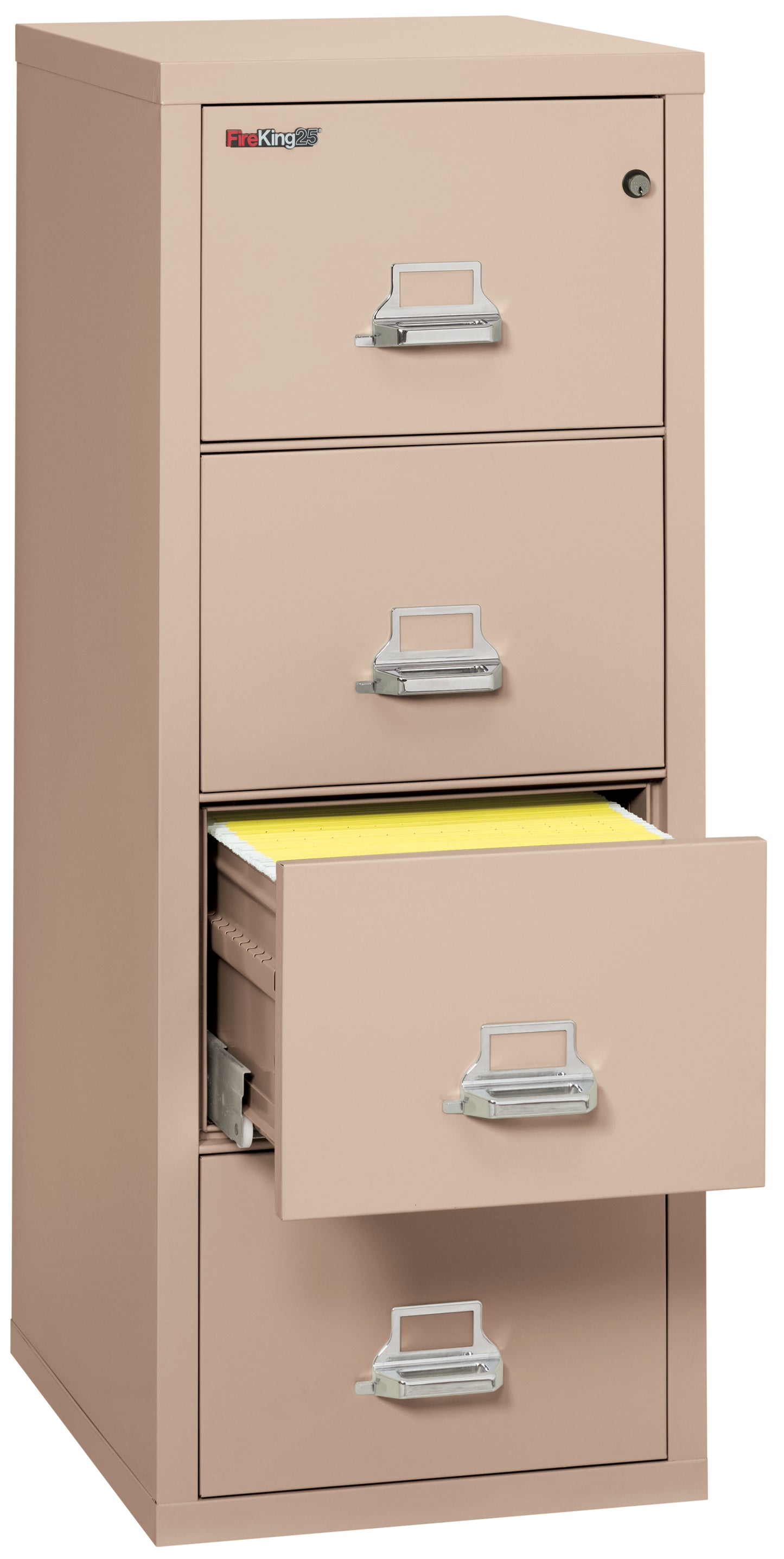 FireKing 1 Hour Fire Resistant File Cabinet - 4 Drawer Letter 25" Depth - Champagne