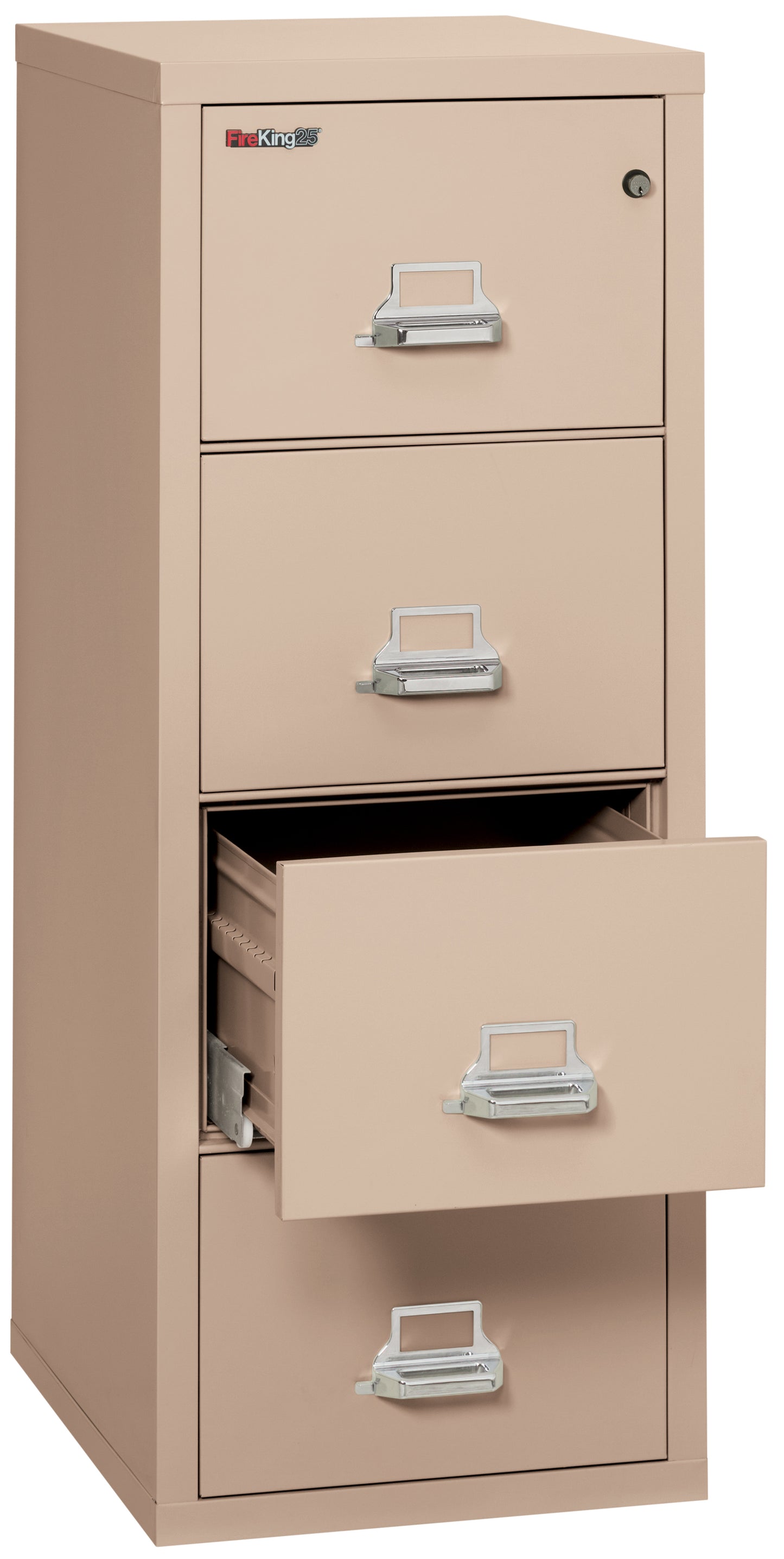 FireKing 1 Hour Fire Resistant File Cabinet - 4 Drawer Letter 25" Depth - Champagne