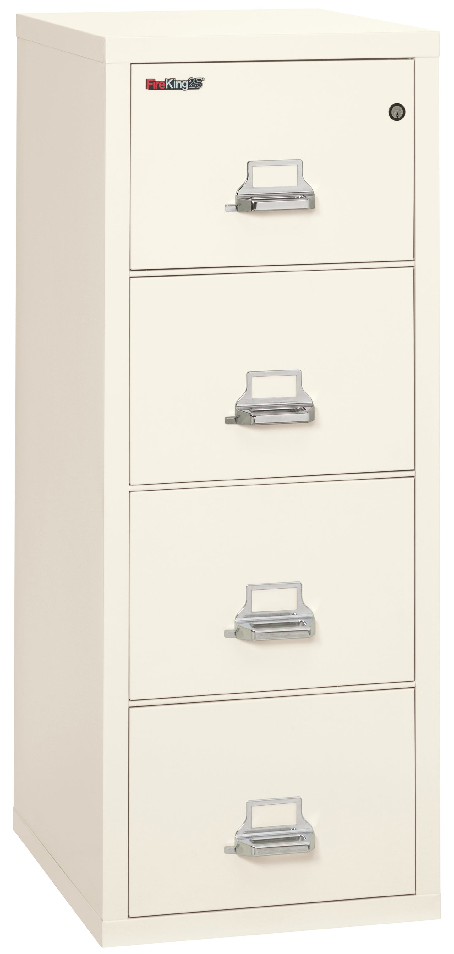 FireKing 1 Hour Fire Resistant File Cabinet - 4 Drawer Letter 25" Depth - Ivory White