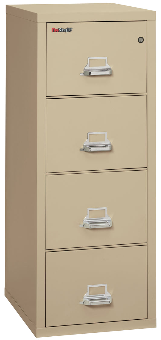 FireKing 1 Hour Fire Resistant File Cabinet - 4 Drawer Letter 25" Depth - Parchment