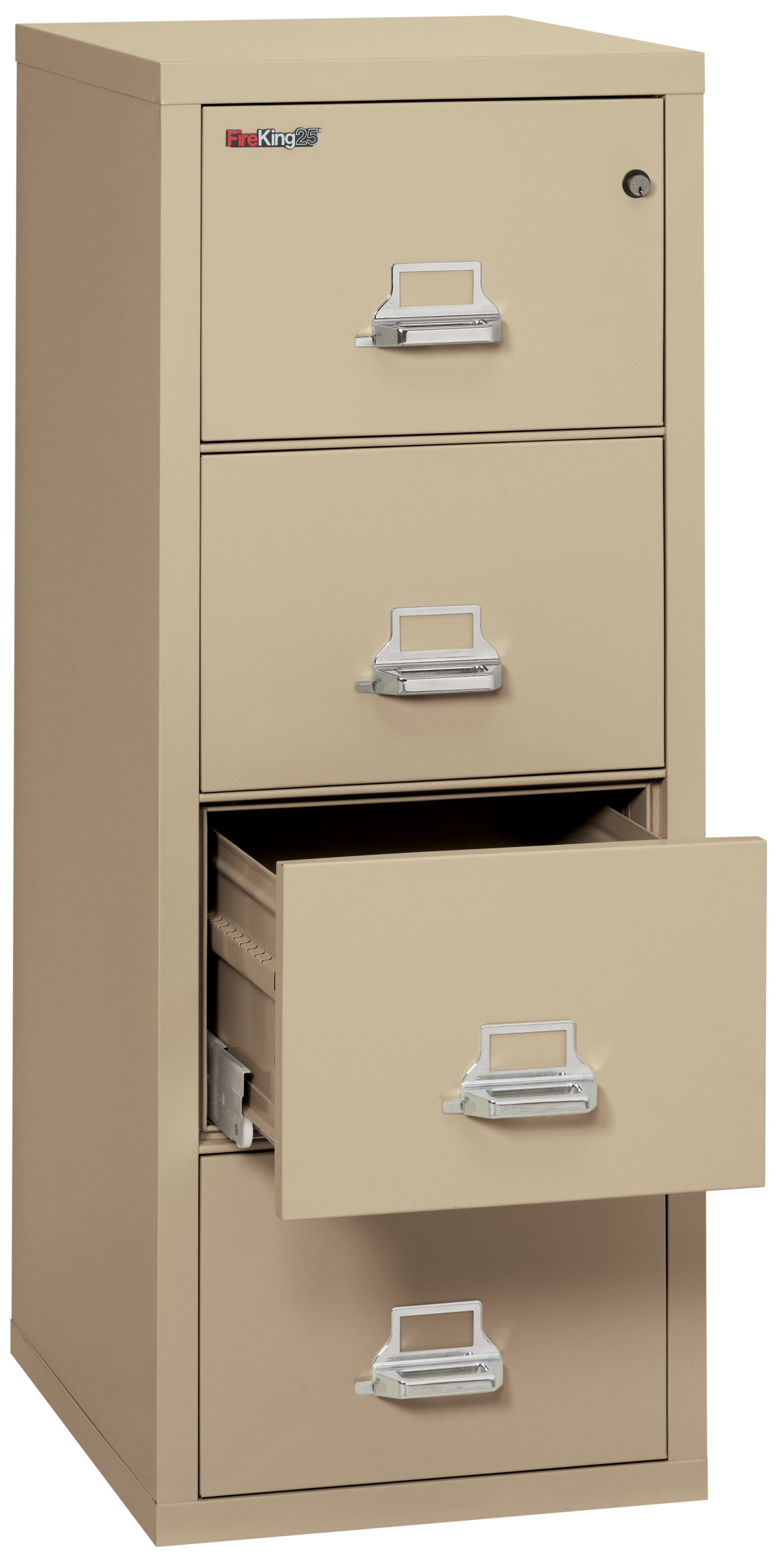 FireKing 1 Hour Fire Resistant File Cabinet - 4 Drawer Letter 25" Depth - Parchment