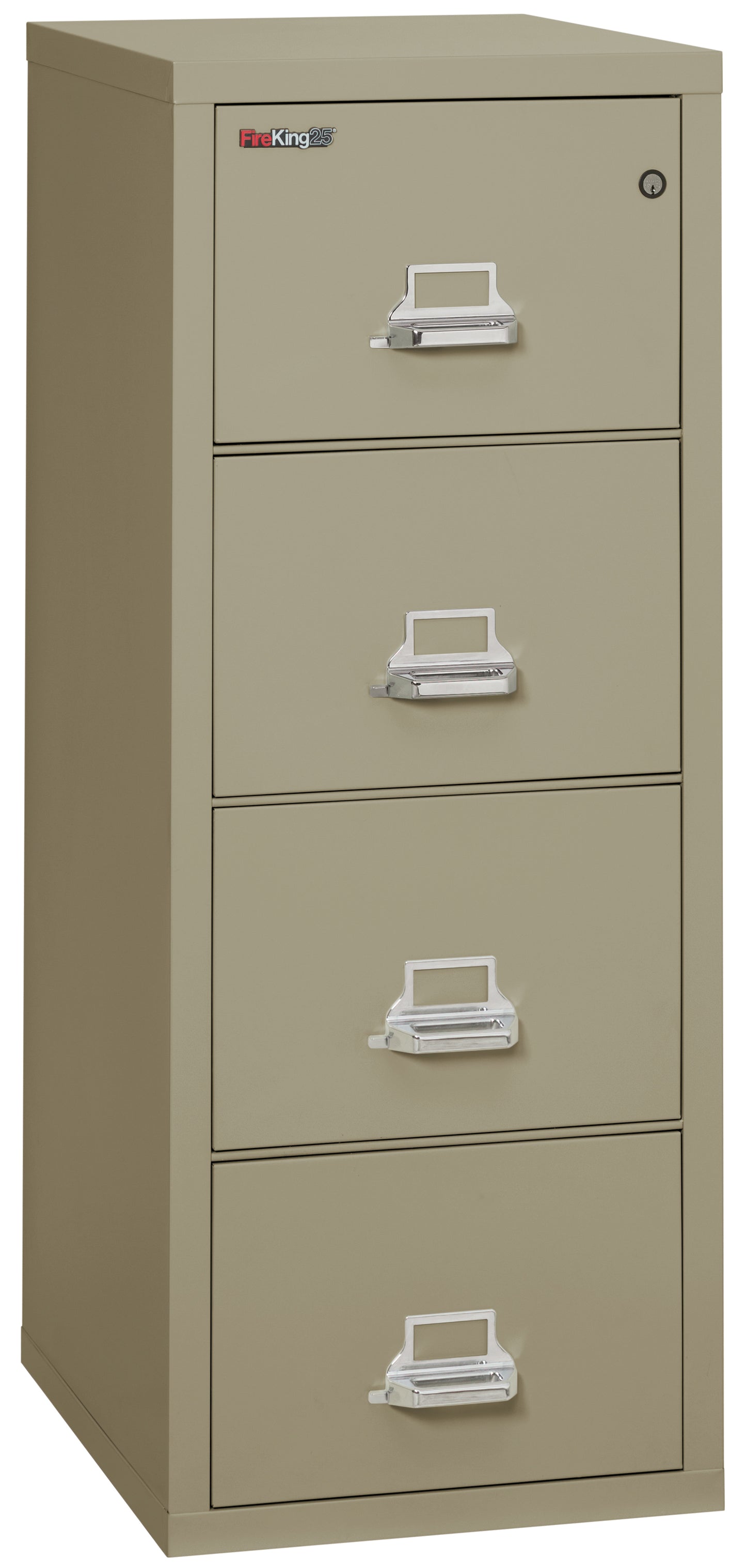 FireKing 1 Hour Fire Resistant File Cabinet - 4 Drawer Letter 25" Depth - Pewter