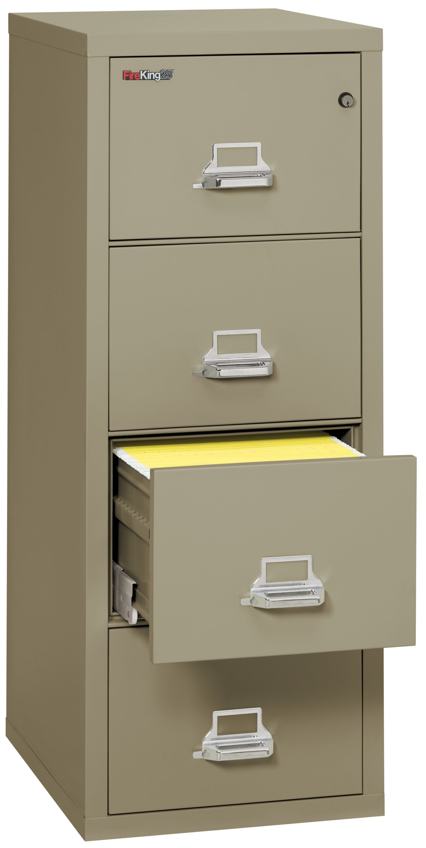 FireKing 1 Hour Fire Resistant File Cabinet - 4 Drawer Letter 25" Depth - Pewter