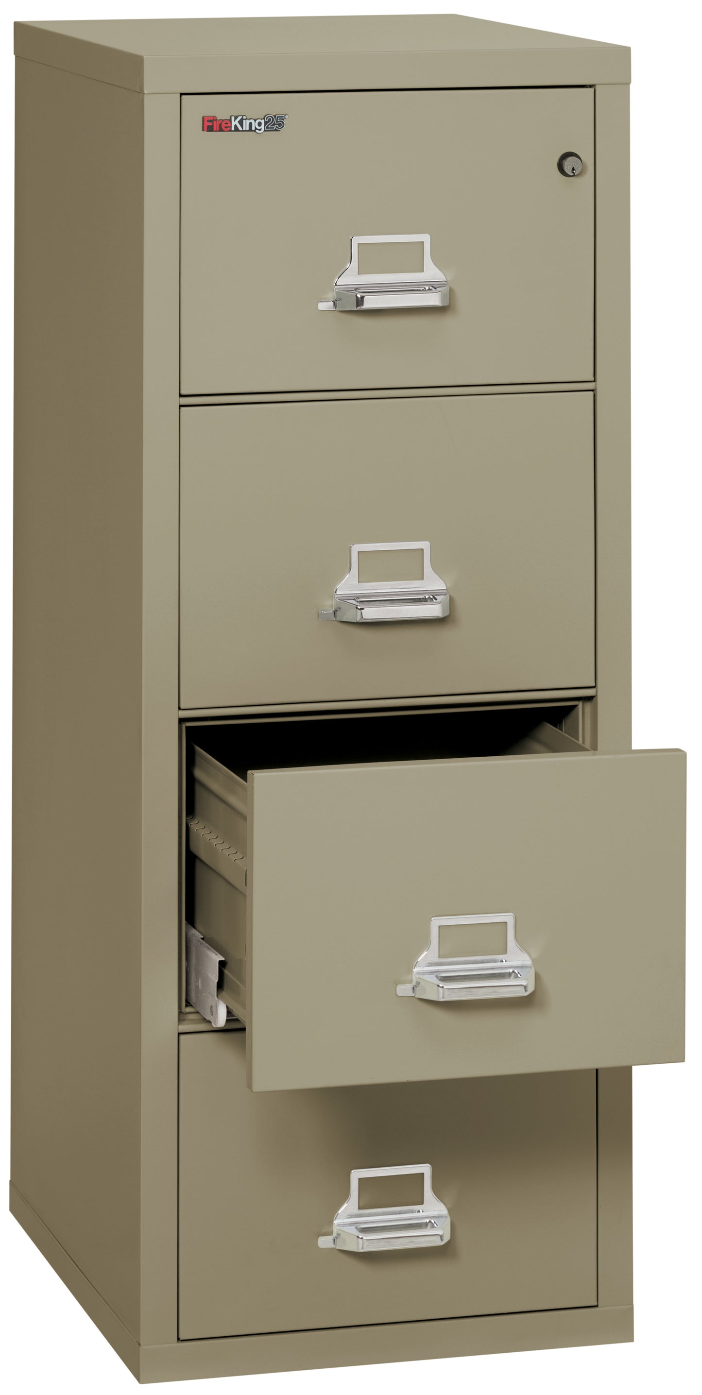 FireKing 1 Hour Fire Resistant File Cabinet - 4 Drawer Letter 25" Depth - Pewter