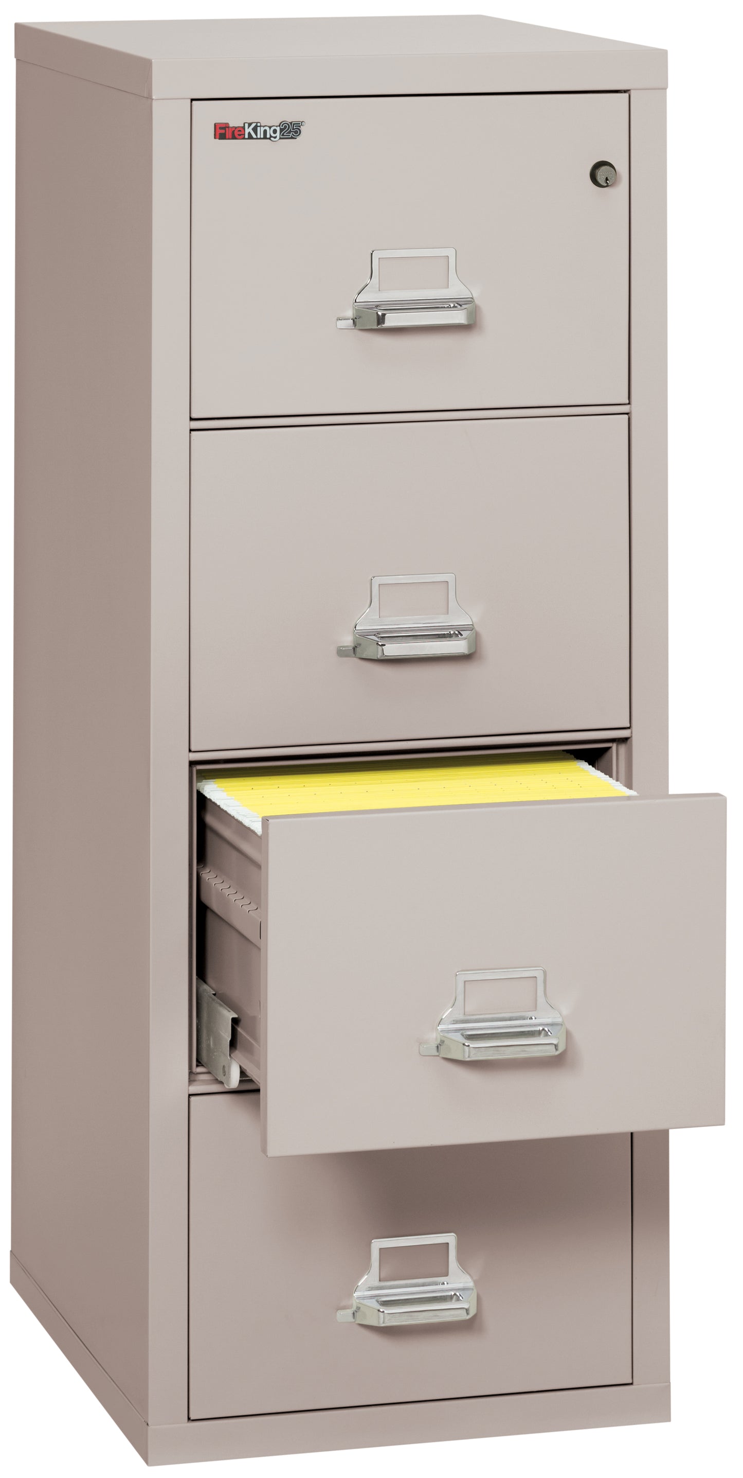 FireKing 1 Hour Fire Resistant File Cabinet - 4 Drawer Letter 25" Depth - Platinum