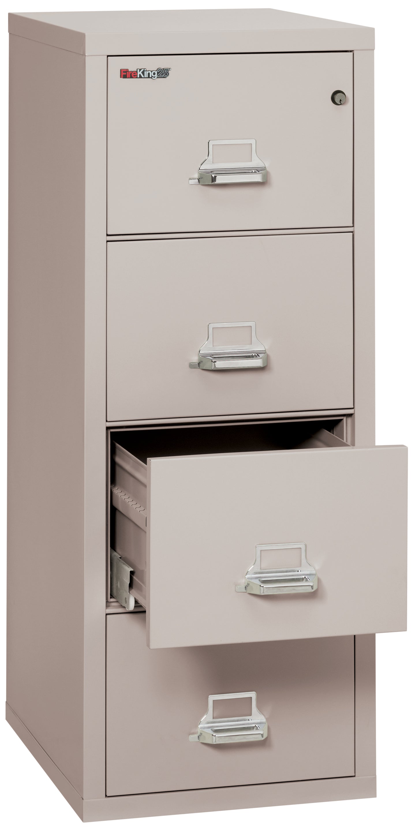 FireKing 1 Hour Fire Resistant File Cabinet - 4 Drawer Letter 25" Depth - Platinum