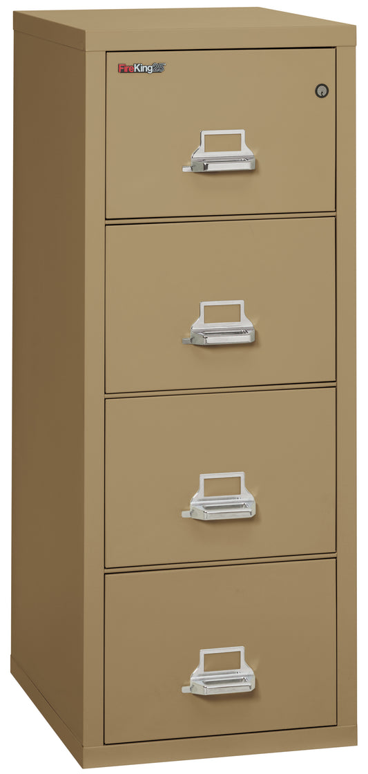 FireKing 1 Hour Fire Resistant File Cabinet - 4 Drawer Letter 25" Depth - Sand