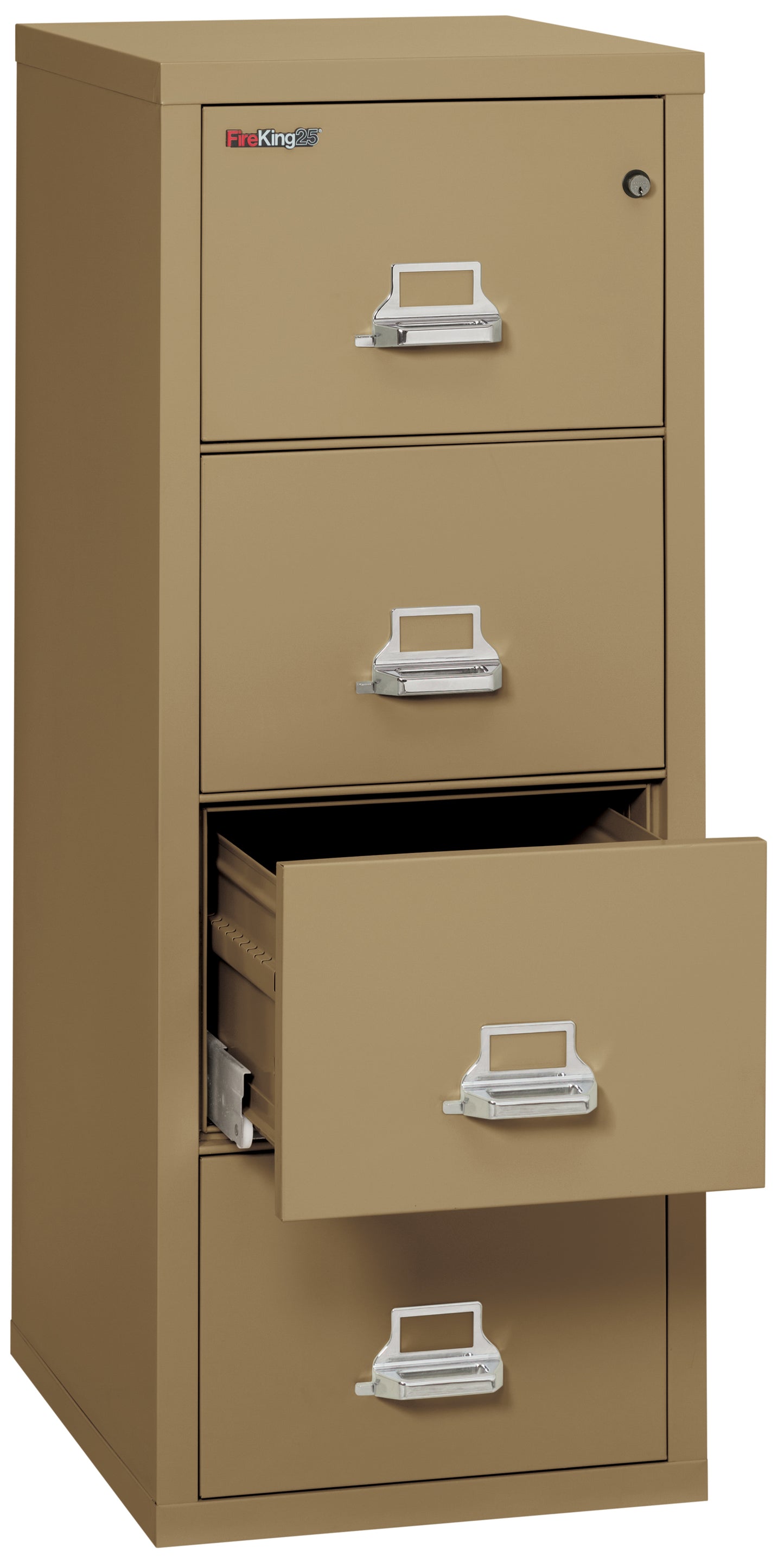 FireKing 1 Hour Fire Resistant File Cabinet - 4 Drawer Letter 25" Depth - Sand