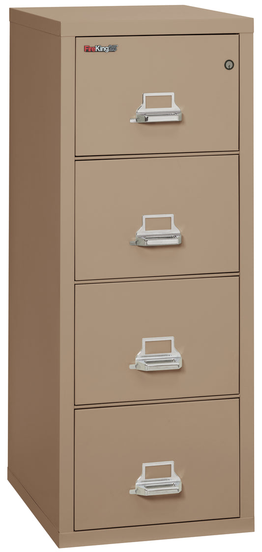 FireKing 1 Hour Fire Resistant File Cabinet - 4 Drawer Letter 25" Depth - Taupe