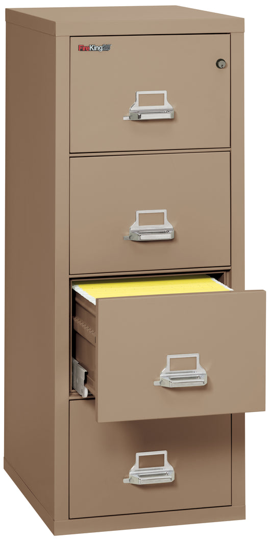 FireKing 1 Hour Fire Resistant File Cabinet - 4 Drawer Letter 25" Depth - Taupe