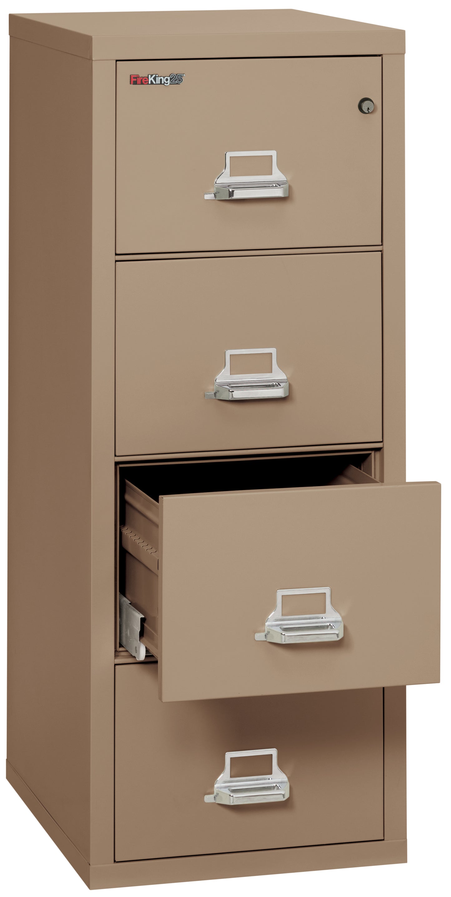 FireKing 1 Hour Fire Resistant File Cabinet - 4 Drawer Letter 25" Depth - Taupe