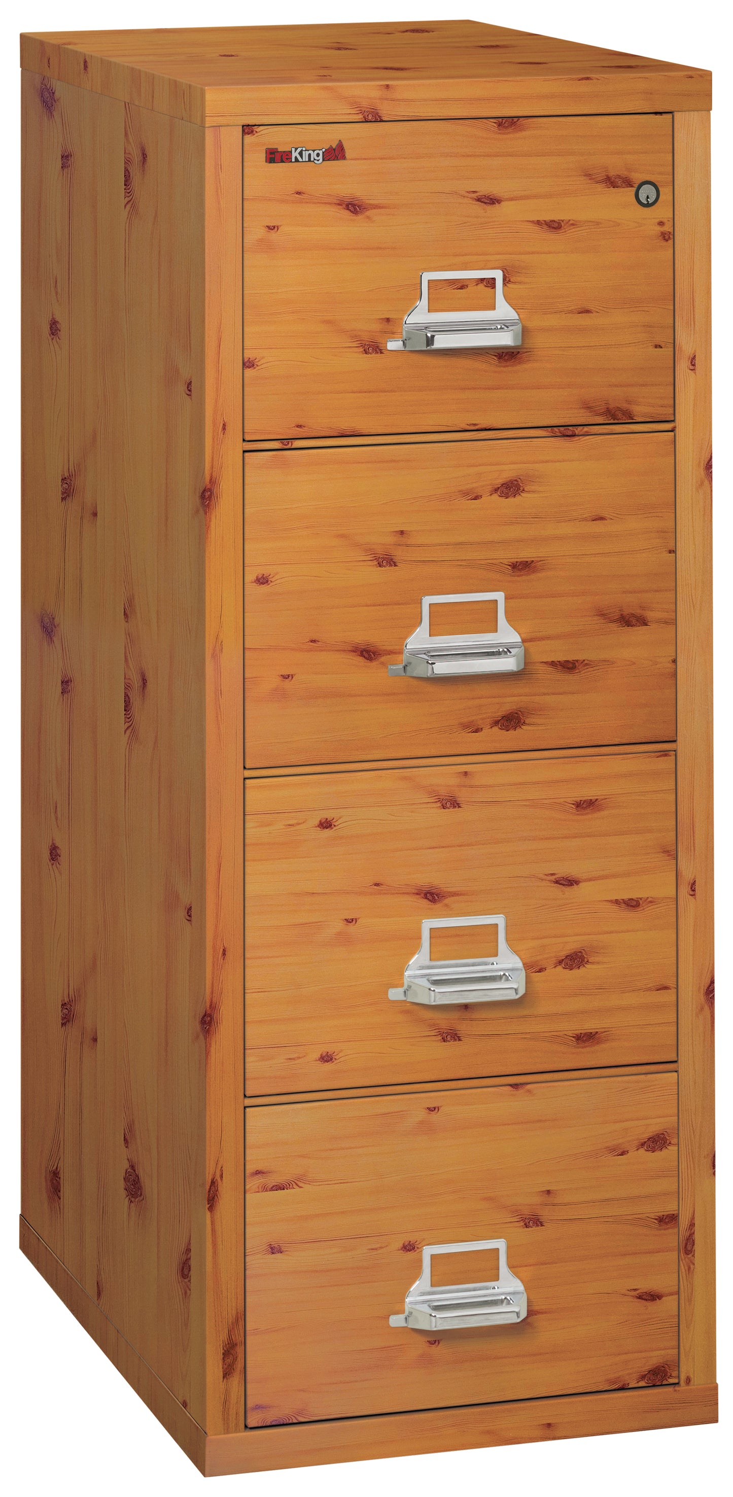 FireKing 1 Hour Fire Resistant File Cabinet - 4 Drawer Letter 25" Depth - Knotty Pine