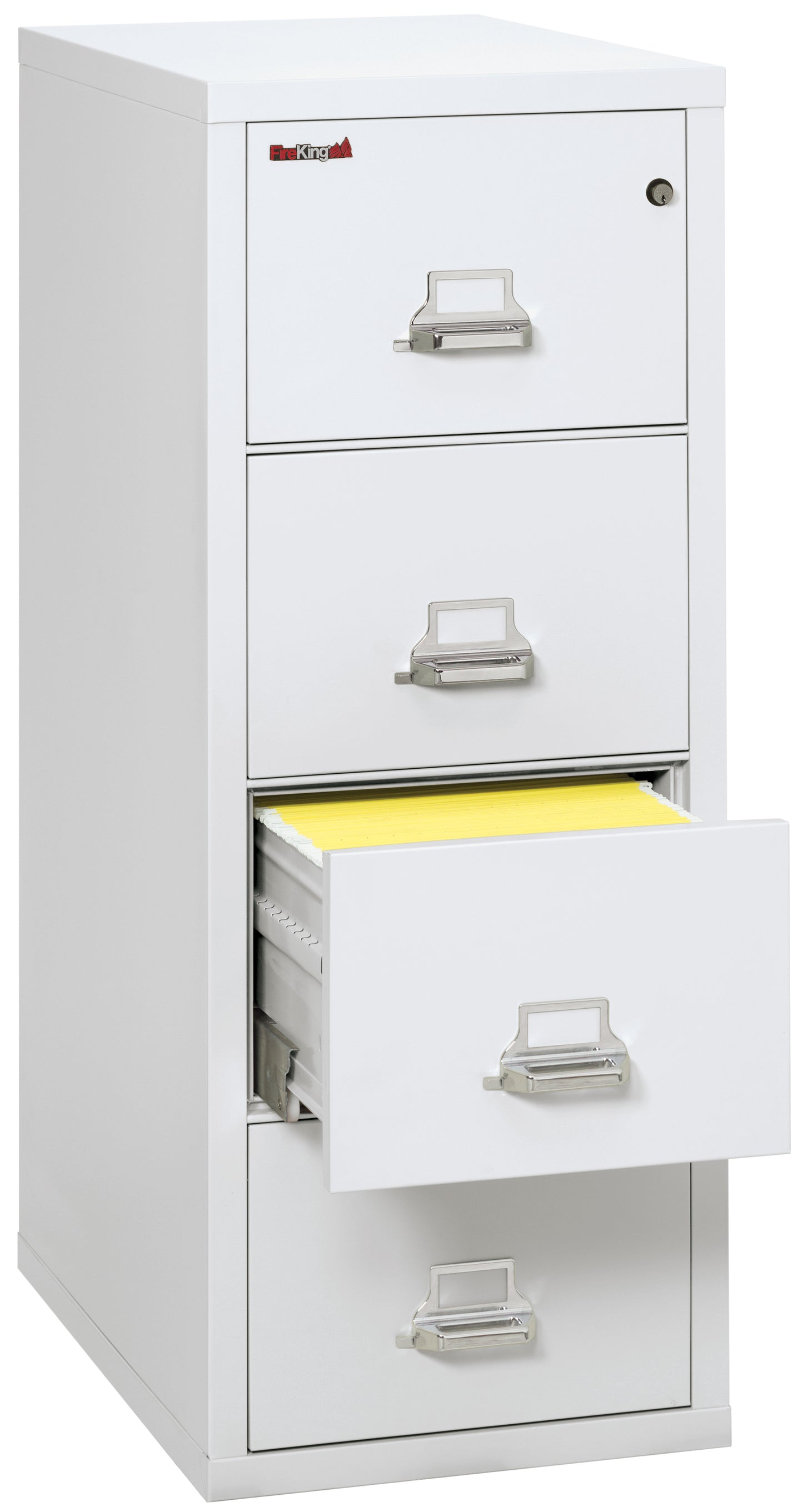 FireKing 1 Hour Fire Resistant File Cabinet - 4 Drawer Letter 31" Depth - Arctic White