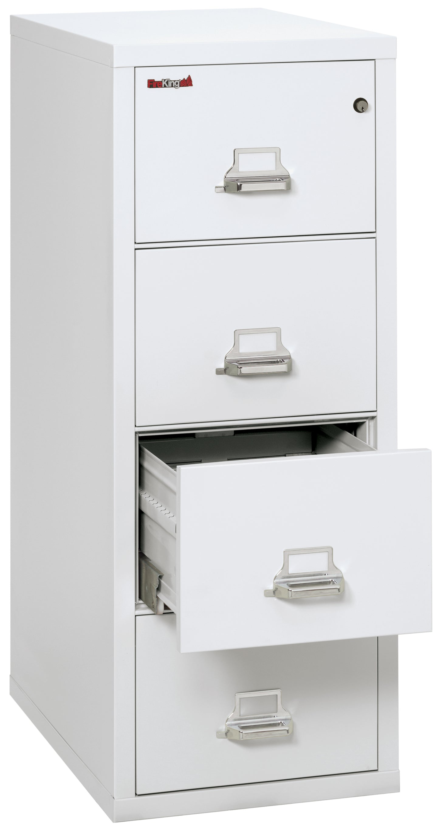 FireKing 1 Hour Fire Resistant File Cabinet - 4 Drawer Letter 31" Depth - Arctic White