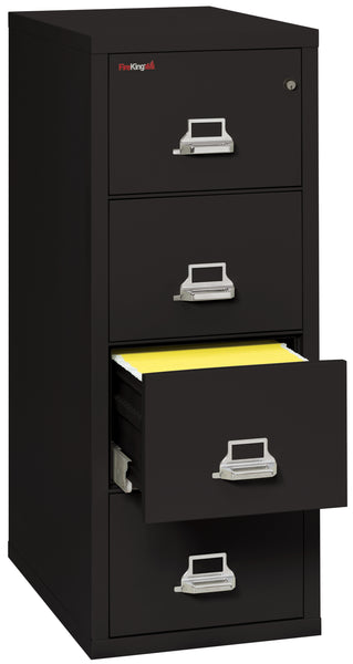 FireKing 1 Hour Fire Resistant File Cabinet - 4 Drawer Letter 31 Depth - Black