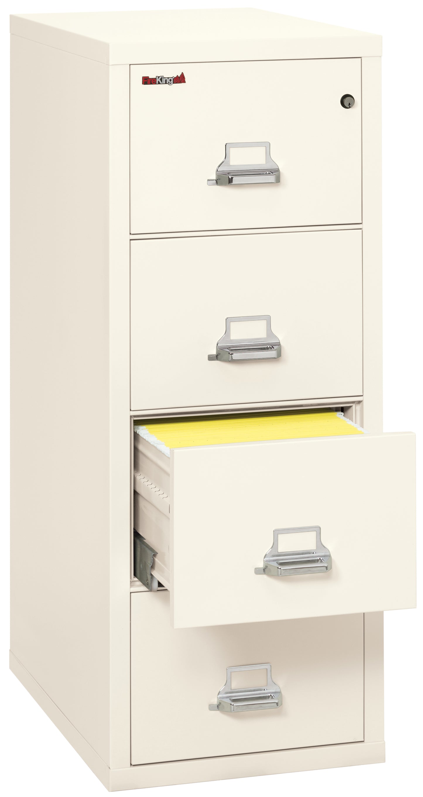 FireKing 1 Hour Fire Resistant File Cabinet - 4 Drawer Letter 31" Depth - Ivory White