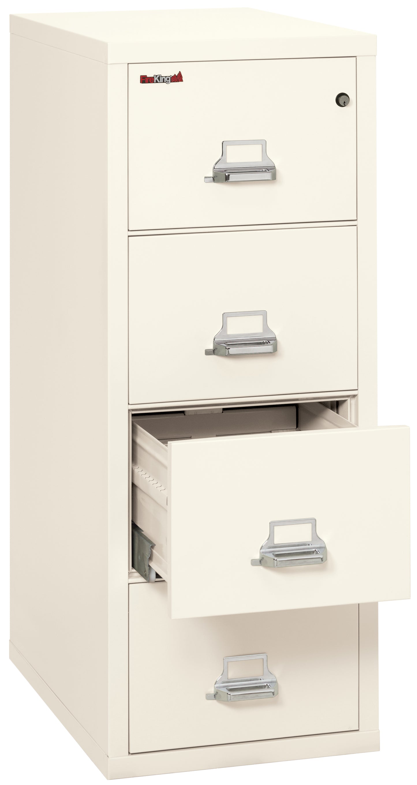 FireKing 1 Hour Fire Resistant File Cabinet - 4 Drawer Letter 31" Depth - Ivory White