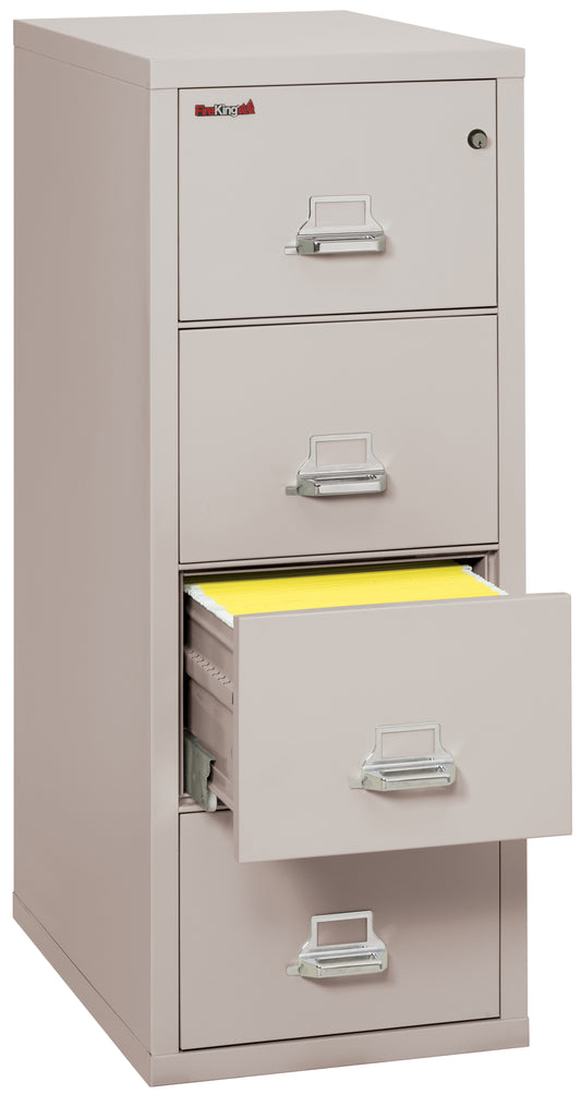 FireKing 1 Hour Fire Resistant File Cabinet - 4 Drawer Letter 31" Depth - Platinum