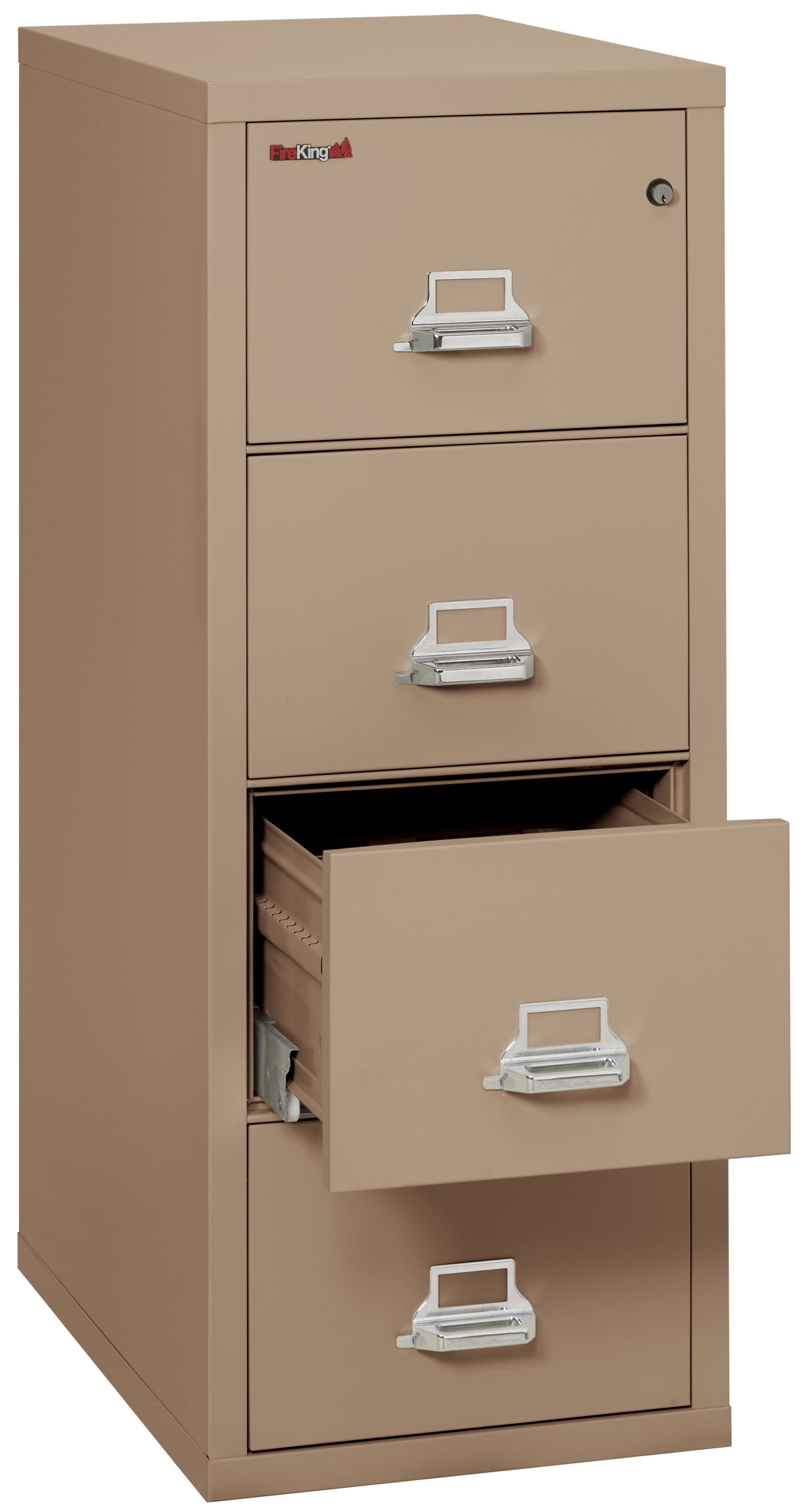 FireKing 1 Hour Fire Resistant File Cabinet - 4 Drawer Letter 31" Depth - Taupe