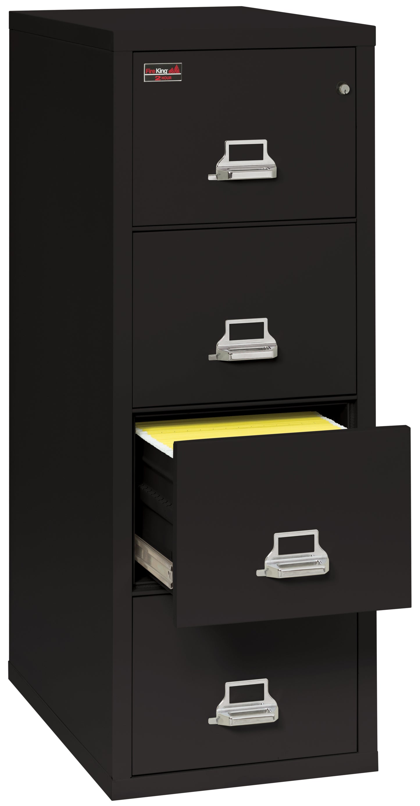 FireKing 2 Hour Fire Resistant File Cabinet - 4 Drawer Letter 31" Depth - Black