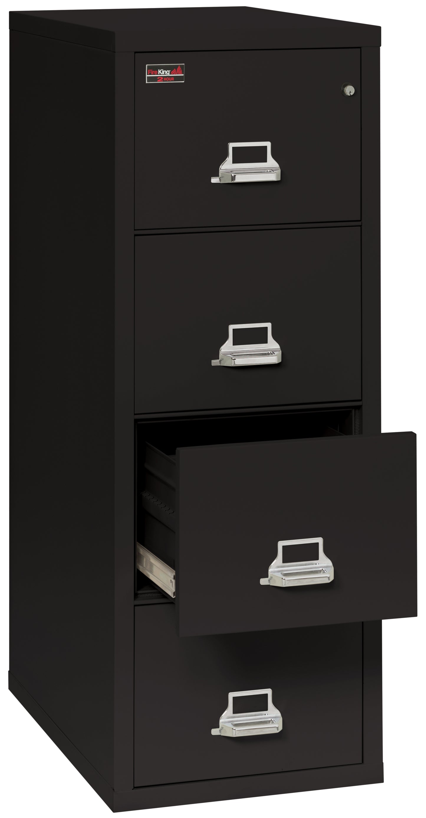 FireKing 2 Hour Fire Resistant File Cabinet - 4 Drawer Letter 31" Depth - Black