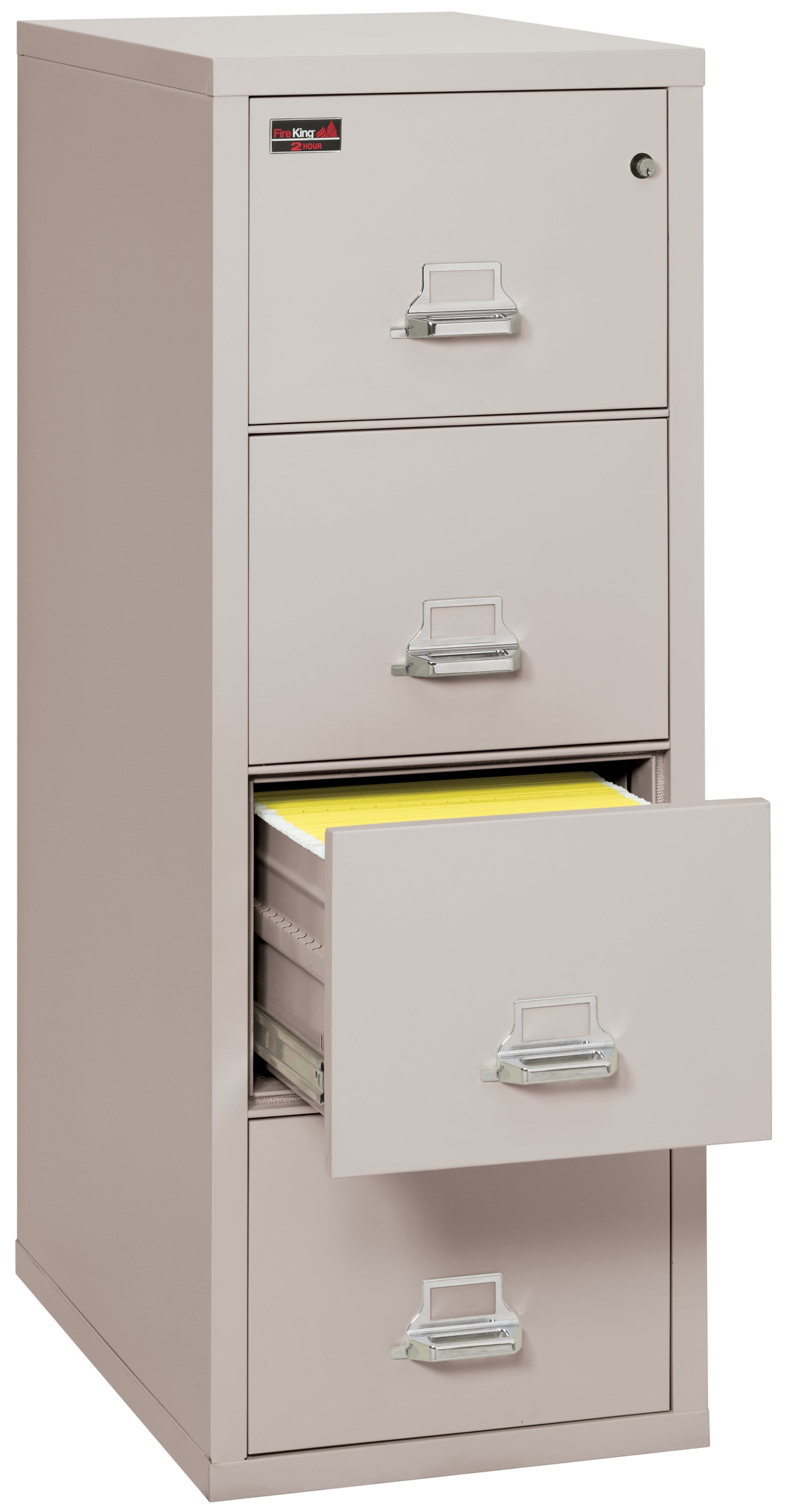 FireKing 2 Hour Fire Resistant File Cabinet - 4 Drawer Letter 31" Depth - Platinum