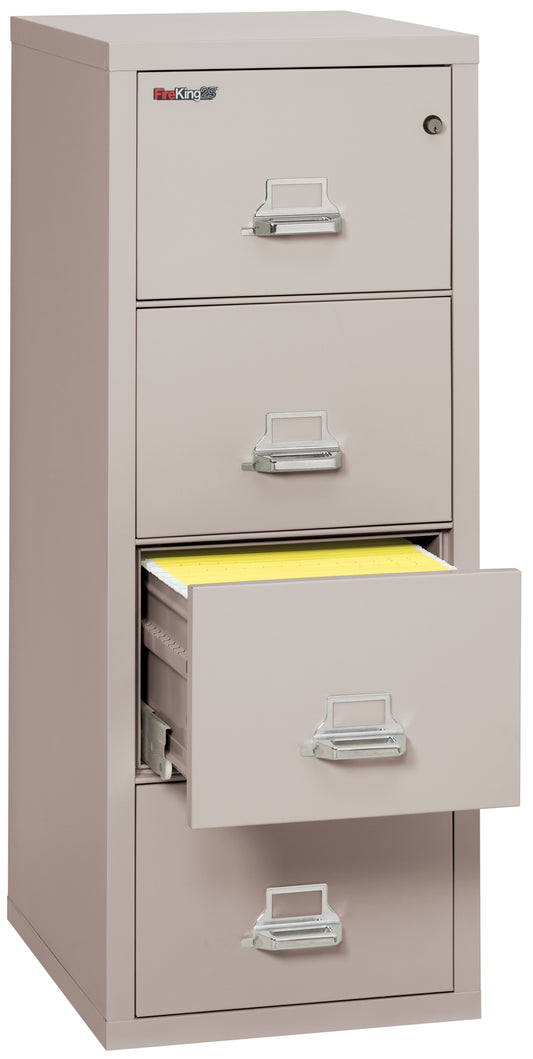 FireKing 1 Hour Fire Resistant File Cabinet - 4 Drawer Legal 25" Depth - Platinum