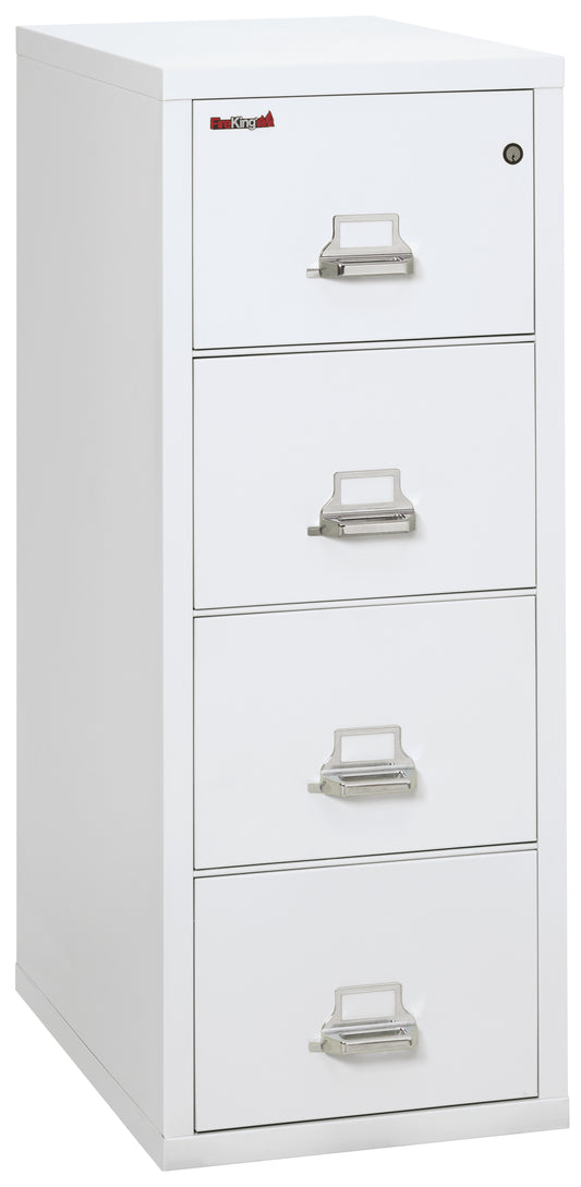 FireKing 1 Hour Fire Resistant File Cabinet - 4 Drawer Legal 31" Depth - Arctic White