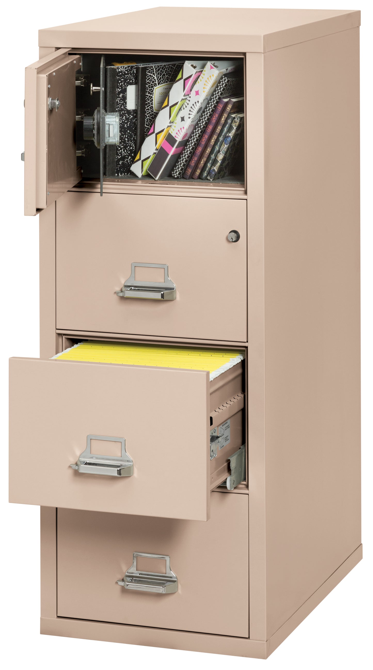 FireKing 1 Hour Fire Resistant File Cabinet - 4 Drawer Legal 31" Depth - Champagne