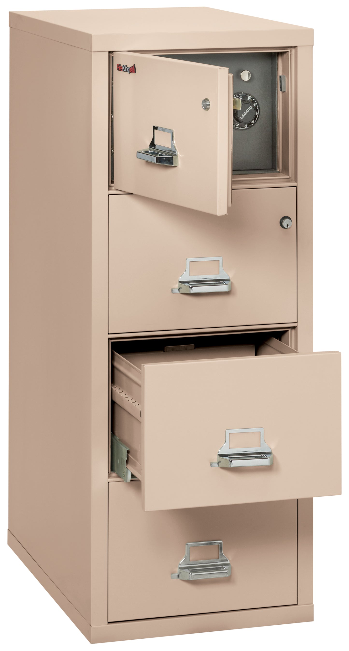 FireKing 1 Hour Fire Resistant File Cabinet - 4 Drawer Legal 31" Depth - Champagne