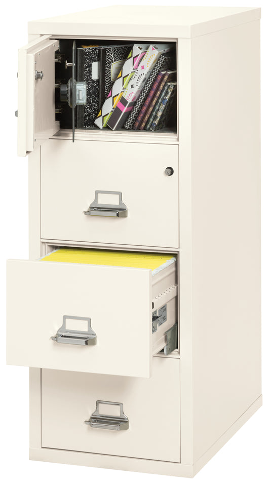 FireKing 4 Drawer Legal Safe-in-a-File Cabinet - Ivory White