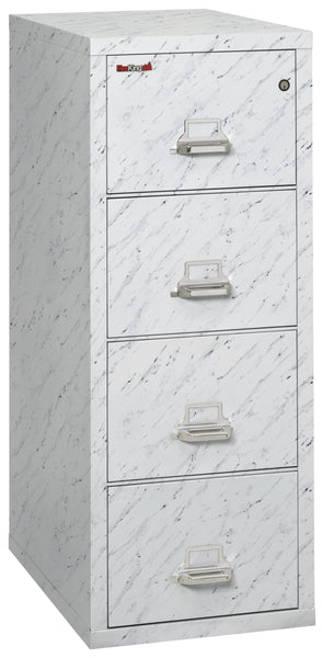 FireKing 1 Hour Fire Resistant File Cabinet - 4 Drawer Legal 31 Depth - Calcutta Marble