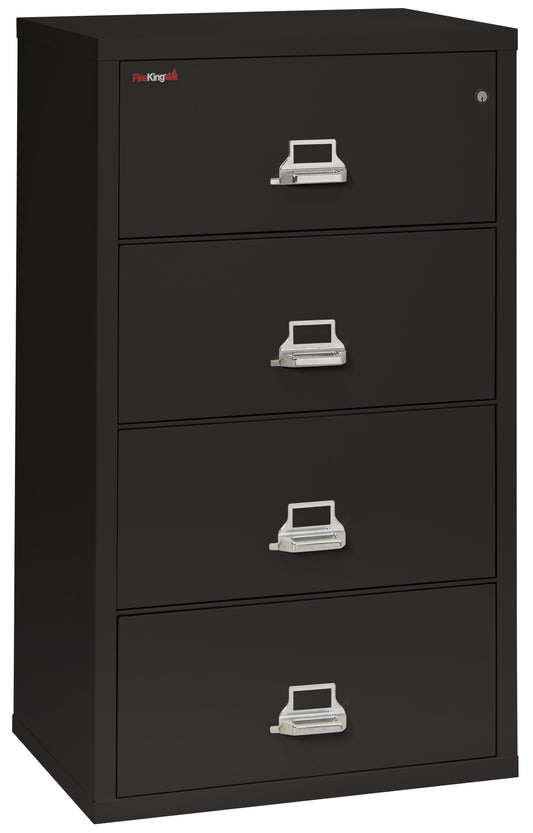 FireKing Fire Resistant File Cabinet - 4 Drawer Lateral 31" Wide - Black