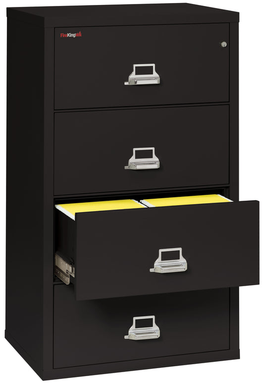 FireKing Fire Resistant File Cabinet - 4 Drawer Lateral 31" Wide - Black