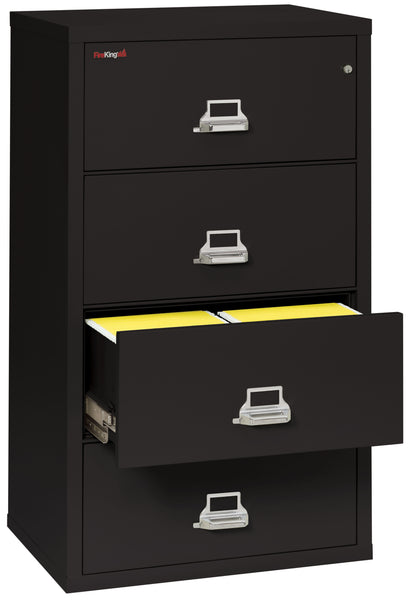 FireKing Fire Resistant File Cabinet - 4 Drawer Lateral 31 Wide - Black