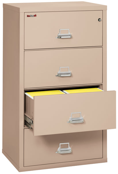 FireKing Fire Resistant File Cabinet - 4 Drawer Lateral 31 Wide - Champagne