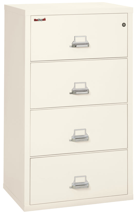 FireKing Fire Resistant File Cabinet - 4 Drawer Lateral 31" Wide - Ivory White