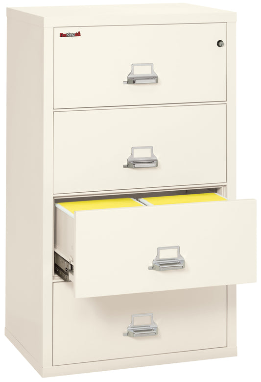 FireKing Fire Resistant File Cabinet - 4 Drawer Lateral 31" Wide - Ivory White