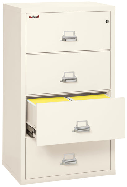 FireKing Fire Resistant File Cabinet - 4 Drawer Lateral 31 Wide - Ivory White